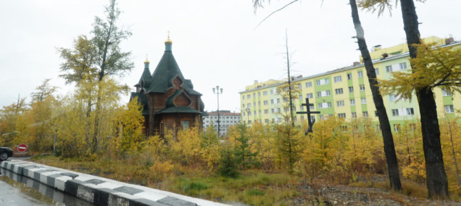 Святейший Патриарх Кирилл посетил храм Святой Троицы в Норильске.